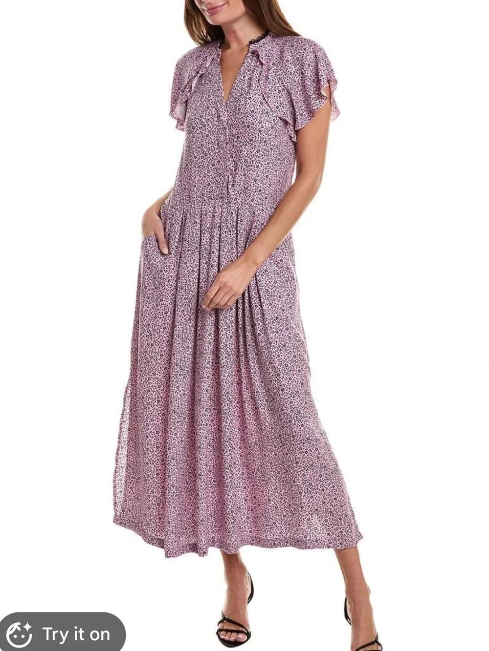$578 Zadig & Voltaire Ruskie Goa pink Midi Dress NWT